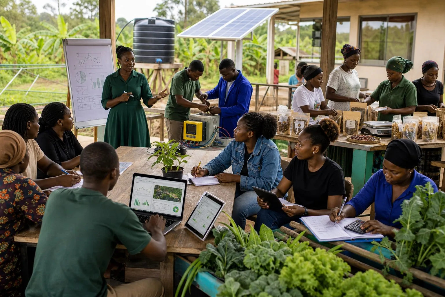 Women and youth leading digital skills, savings, solar technology, and green-enterprise training in Kenya