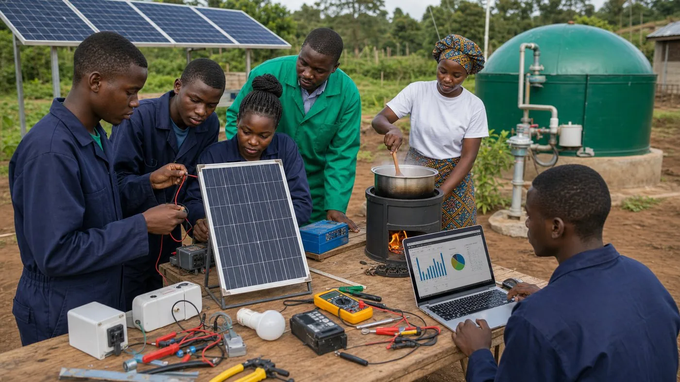 Solar pumps, clean cooking, energy modeling, and youth renewable-energy skills training